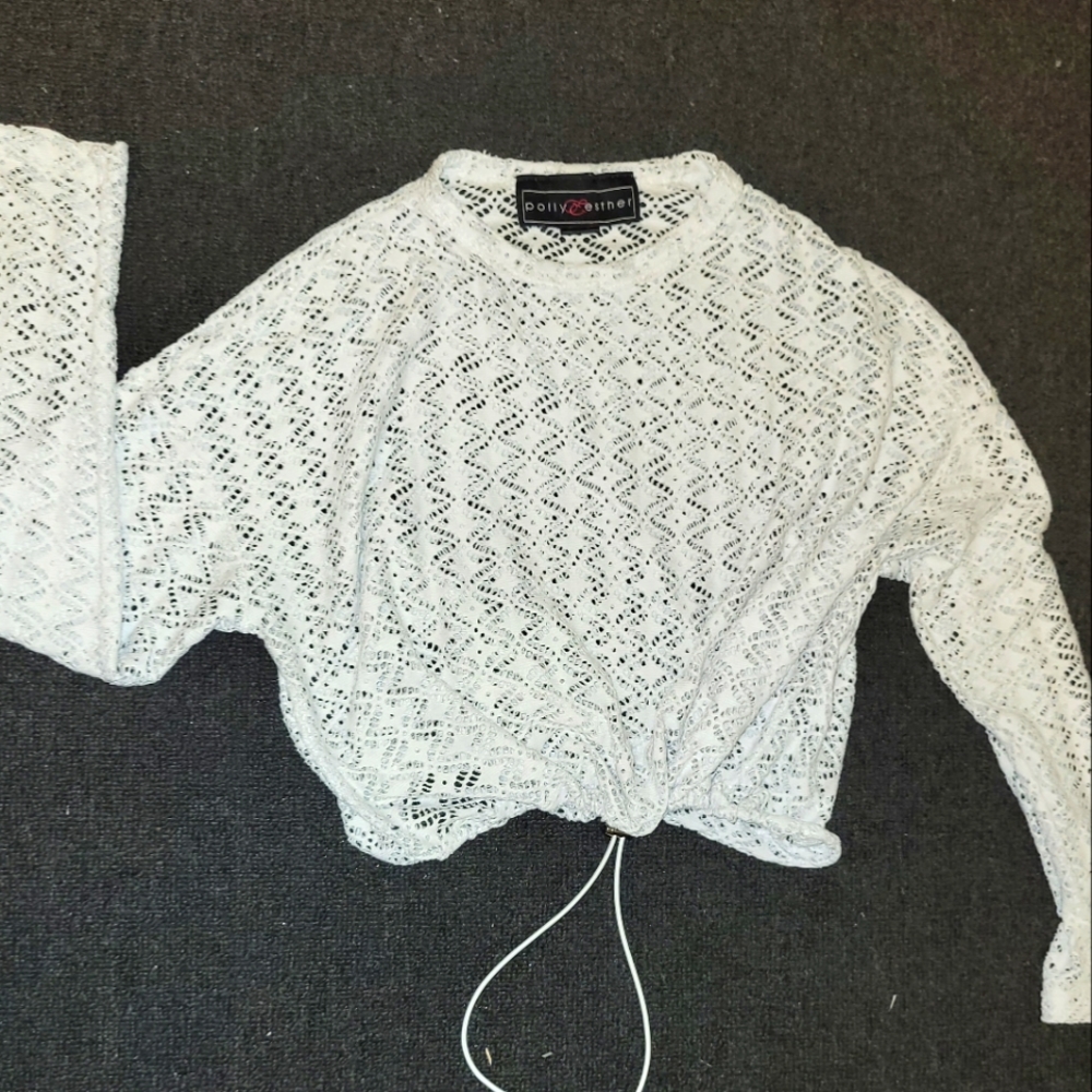 White drawstring netted shirt size s